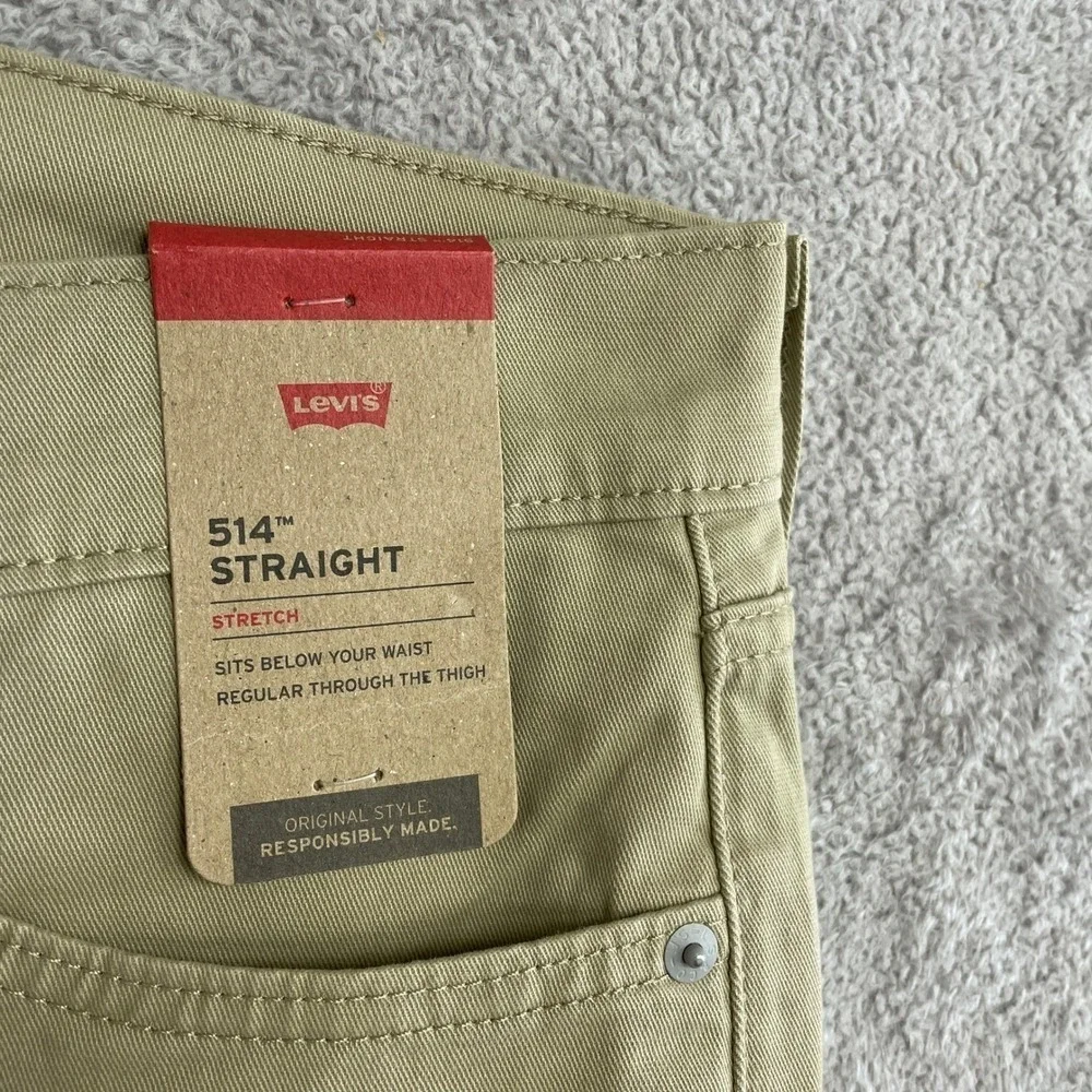 NEW Levi's 514 Men's 30x29 Straight Twill Pants Khaki Stretch
